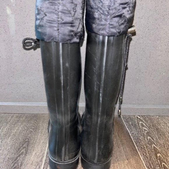 RARE Juicy Couture Signature Logo Black Knee High Rainboots Size 8 - Picture 5 of 7